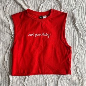“not your baby” red crop top